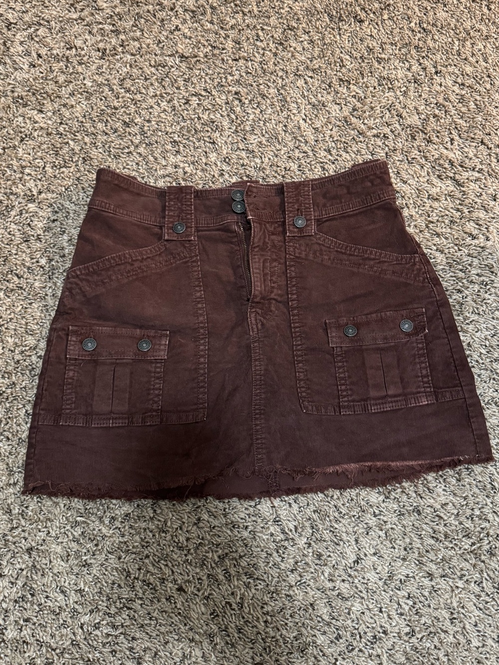 American Eagle Outfitters Dark Brown Corduroy Utility Mini Skirt